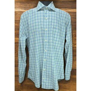 Peter Millar Mens Blue Plaid Dress Shirt Medium
